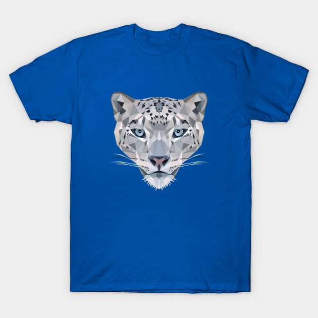 Snow leopard Low Poly Art T-Shirt by TheLowPolyArtist